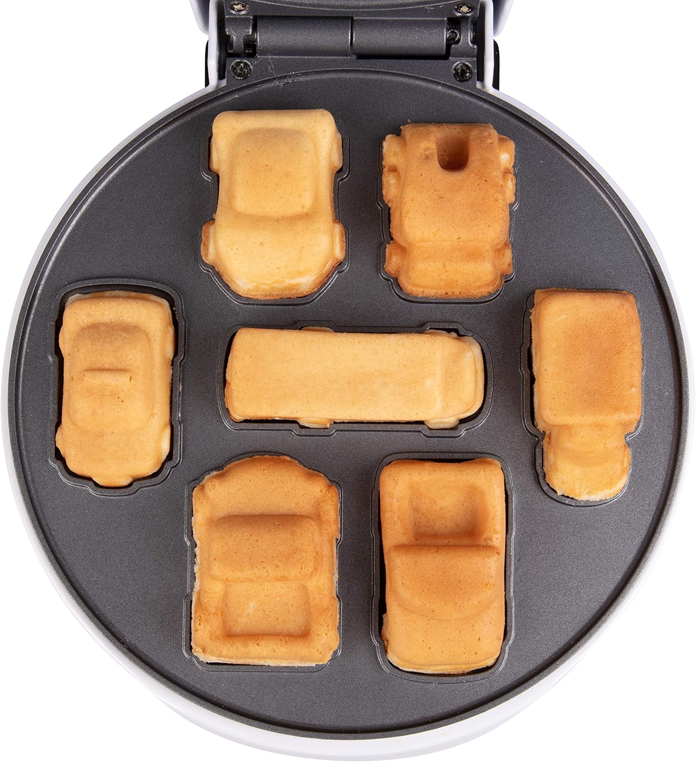 Car Mini Waffle Maker- Make 7 Different Race Cars Trucks & Automobile Vehicle Shaped Pancakes for Kids Adults- Electric Waffler Iron w Recipe Guide, NonStick Pan Cake Baker Machine- Fun Gift for Him