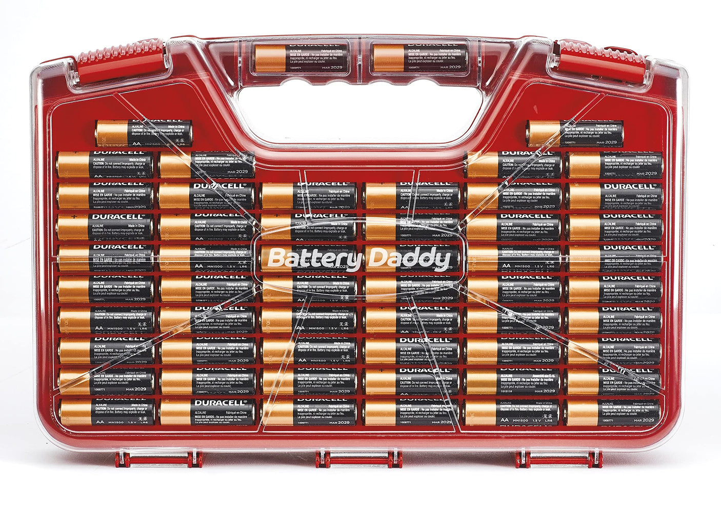 Ontel Battery Daddy Storage & Organizer Case with Tester, Stores & Protects Up to 180 Batteries, Double-Sided, Durable Design W/Clear Locking Lid, Secure Latches & Portable Carrying Handle- Warm Grey