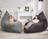 Hobestluk 3 in 1 Bean Bag Chair Giant Bean Bag Chairs Convertible Bean Bag Floor Cushion with Machine Washable Cover, Beanbag Chairs for Adult (Dark Grey)