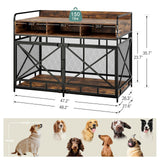 Dog Crate Furniture, 43 Inch Large Dog Kennel End Table with 3 Drawers, Heavy Duty Dog Crate for Large Dogs, Wooden Decorative XL Dog Cage Indoor 43.3" L x 27.6" W x 35.7" H (Rustic Brown)