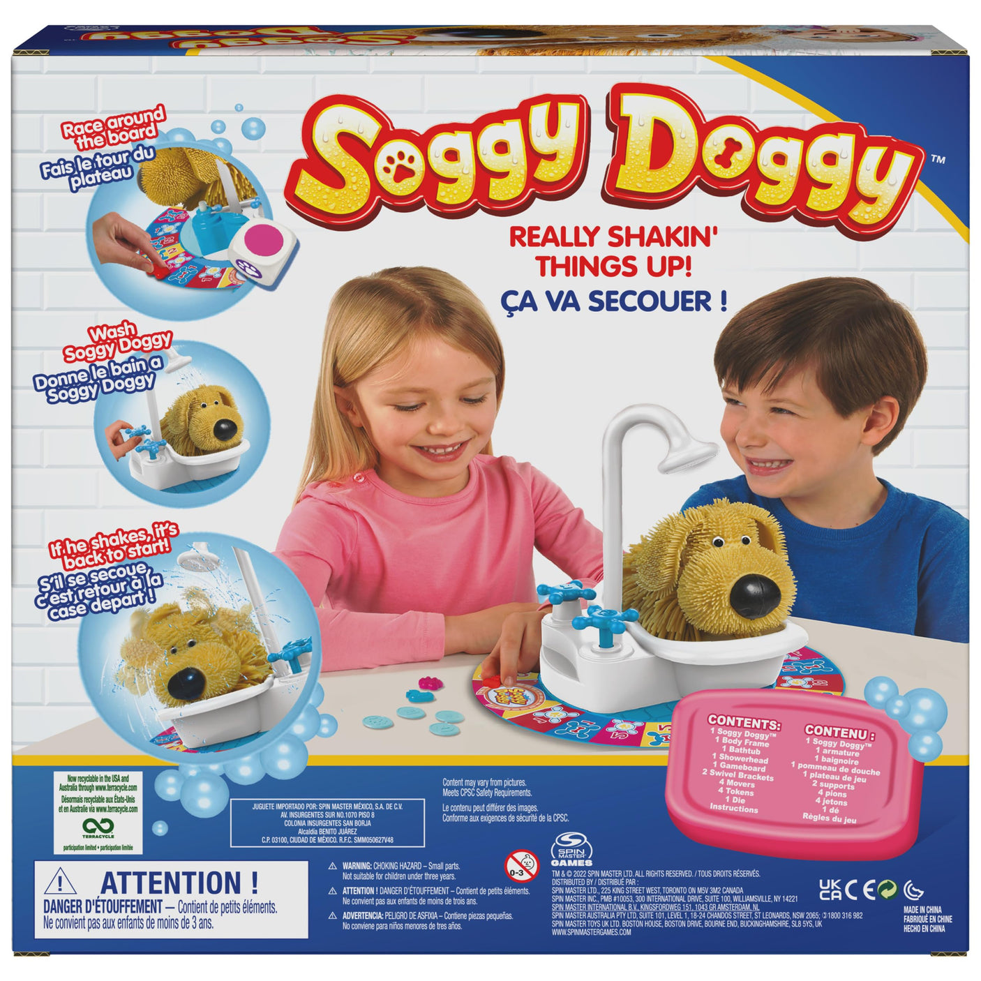 Spin Master Games, Soggy Doggy, The Award-Winning Wet & Silly Kids Board Game for Family Game Night, Interactive Dog Toy, Screenless Activity for Kids & Family, 2-4 Players, for Ages 4 & Up