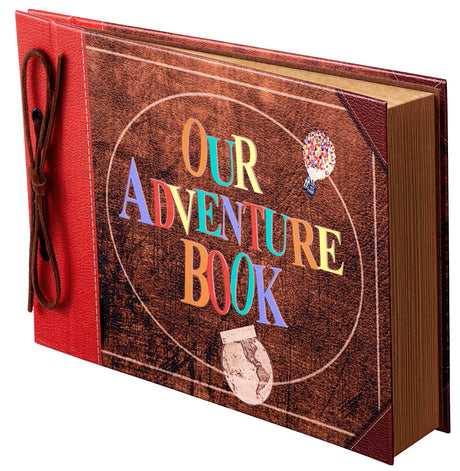 Scrapbook Photo Album,Our Adventure Book, Embossed Words Hard Cover Movie Up Travel Scrapbook for Anniversary, Wedding, Travelling, Baby Shower, etc (Adventure Book)