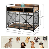 Dog Crate Furniture, 43 Inch Large Dog Kennel End Table with 3 Drawers, Heavy Duty Dog Crate for Large Dogs, Wooden Decorative XL Dog Cage Indoor 43.3" L x 27.6" W x 35.7" H (Rustic Brown)
