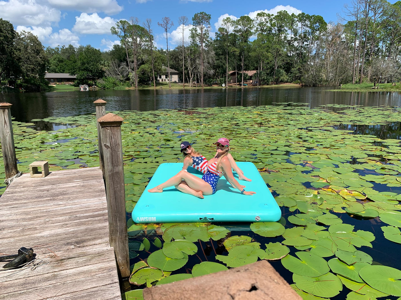 AWSUM Inflatable Floating Dock Air Dock Platform Floating Island Raft with None-Slip Surface for Pool Beach Ocean