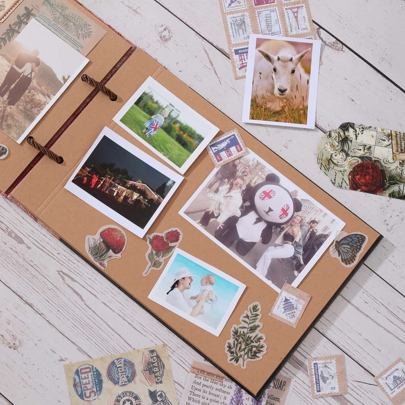 Scrapbook Photo Album,Our Adventure Book, Embossed Words Hard Cover Movie Up Travel Scrapbook for Anniversary, Wedding, Travelling, Baby Shower, etc (Adventure Book)