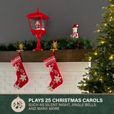 Fraser Hill Farm 29-in. Snowing Musical Christmas Tree with Warm White LED Lights, 25 Christmas Carols, Decorations, Star Topper, and Red Umbrella Base, Festive Xmas Decor for Foyer and Family Room