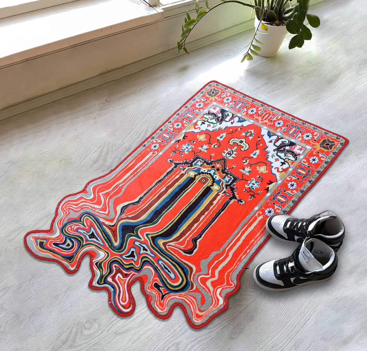 Melting Rug 2x3 Oriental Design Melting Area Rug Machine Washable Traditional Carpet Nonslip Mat Scandinavian Melting Rug for Living Room Bedroom Kitchen Abstract Rug Fabric Surface