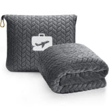 EverSnug Premium Travel Blanket Pillow - Soft 2 in 1 Airplane Blanket with Soft Bag Pillowcase, Hand Luggage Sleeve and Backpack Clip (Navy Blue)
