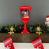 Fraser Hill Farm 29-in. Snowing Musical Christmas Tree with Warm White LED Lights, 25 Christmas Carols, Decorations, Star Topper, and Red Umbrella Base, Festive Xmas Decor for Foyer and Family Room