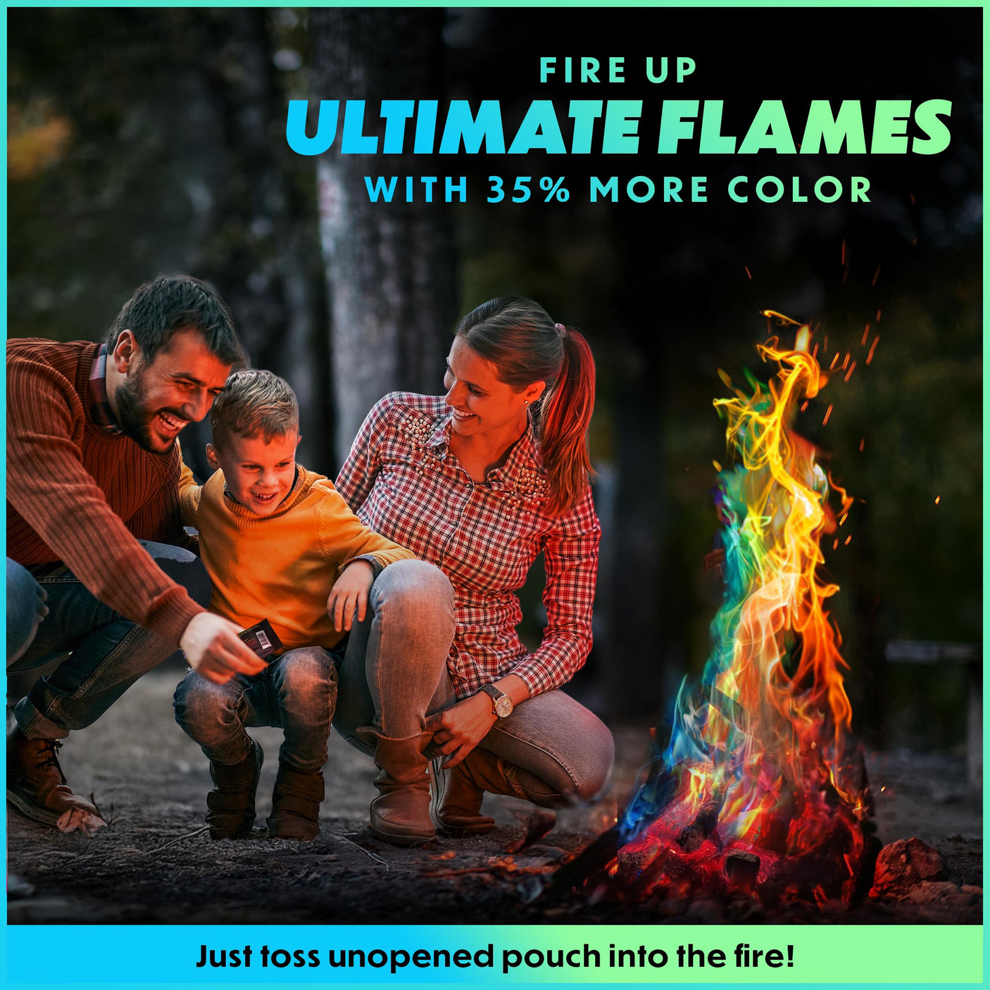 Magical Flames Fire Color Changing Packets for Fire Pit, Indoor/Outdoor Fireplace, Campfires, Bonfires - 25 Pack of Flame Color Changing Packets Camping Accessories