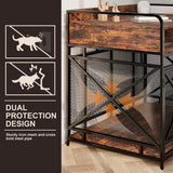Dog Crate Furniture, 43 Inch Large Dog Kennel End Table with 3 Drawers, Heavy Duty Dog Crate for Large Dogs, Wooden Decorative XL Dog Cage Indoor 43.3" L x 27.6" W x 35.7" H (Rustic Brown)
