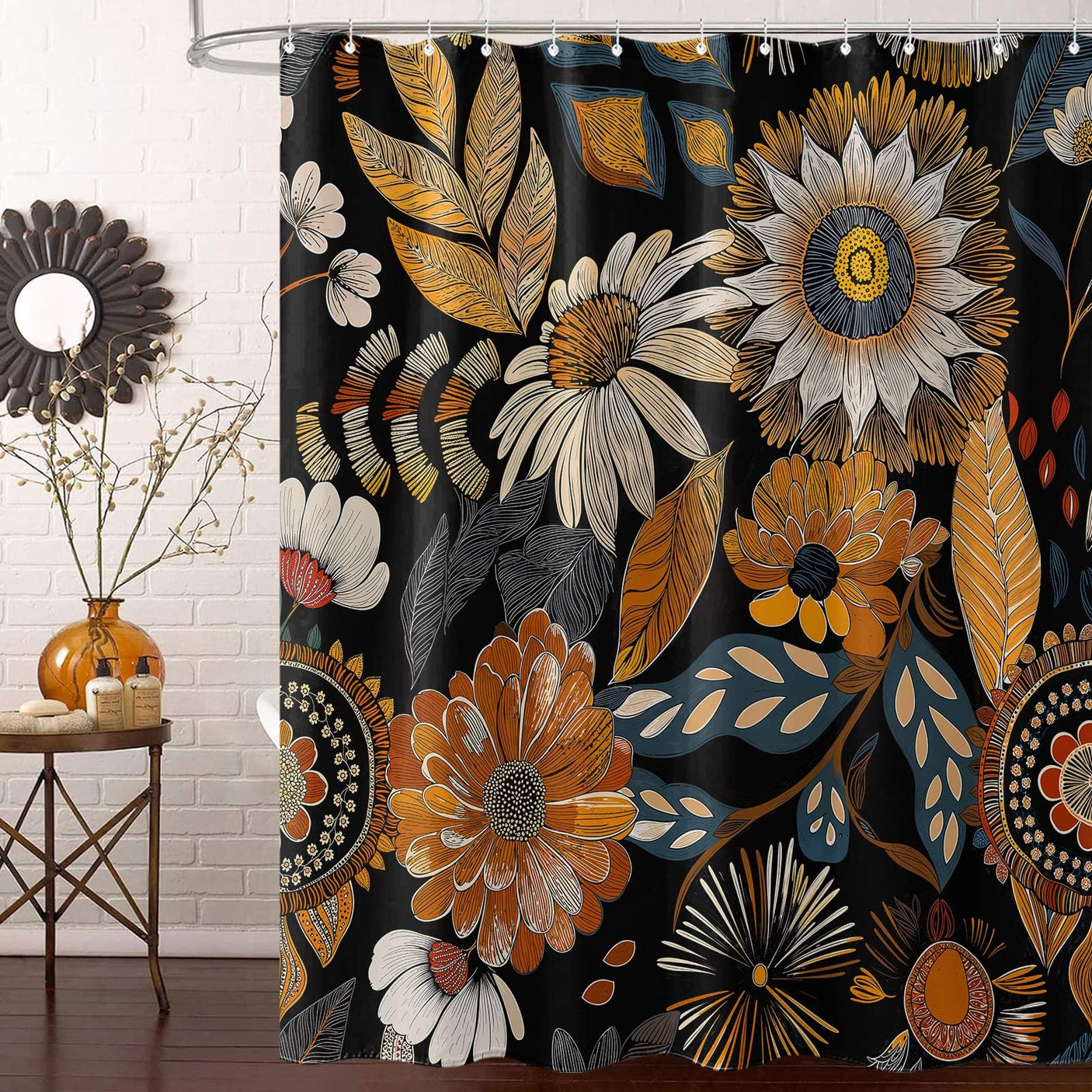 Fowocu Funny Cat Shower Curtain Set Teal Blue Sea Ocean Waterproof Fabric Shower Curtains with Animal Octopus Starfish Turtle Anchor Fish Nautical Bathroom Decor (Blue, 72''×72'')