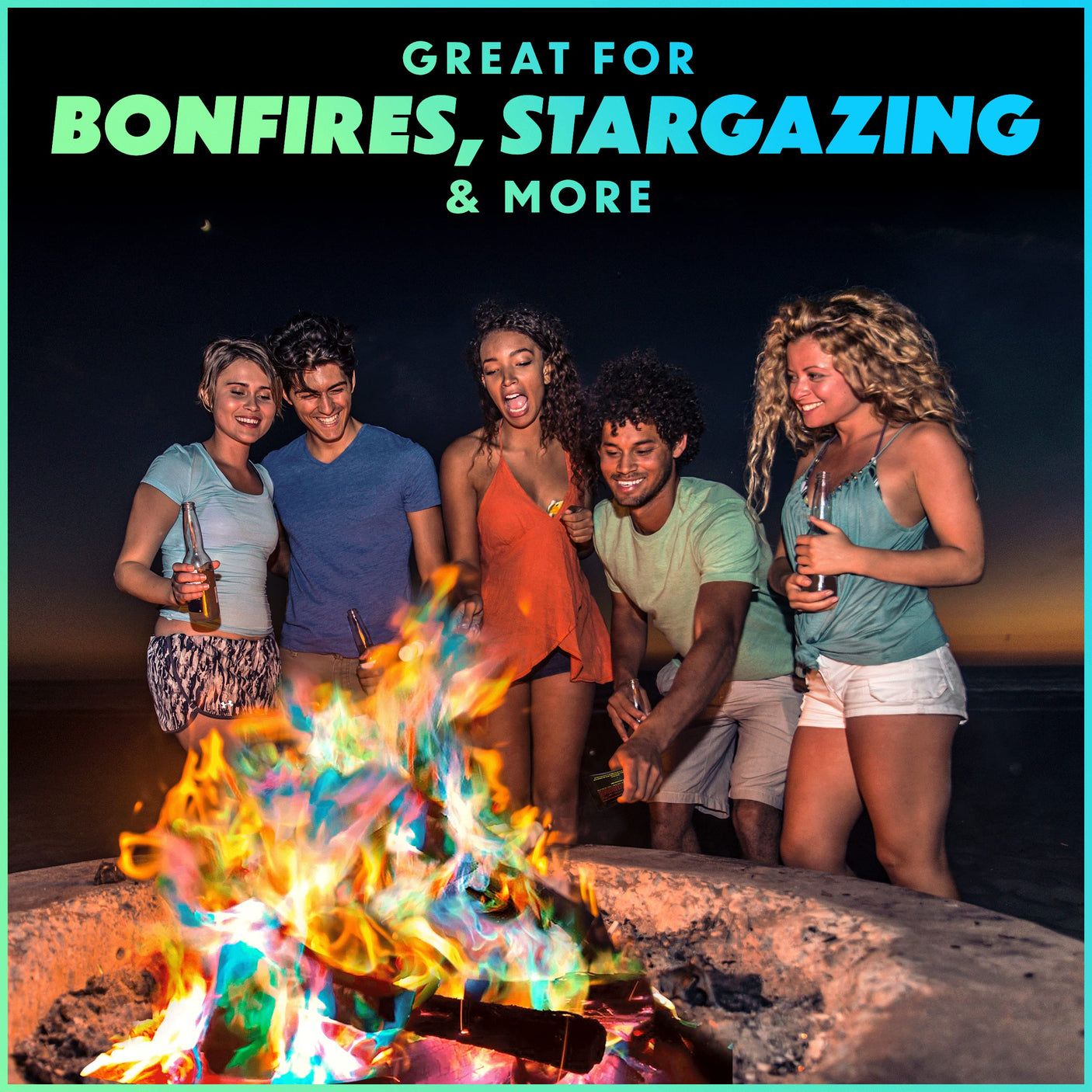 Magical Flames Fire Color Changing Packets for Fire Pit, Indoor/Outdoor Fireplace, Campfires, Bonfires - 25 Pack of Flame Color Changing Packets Camping Accessories