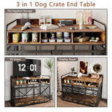 Dog Crate Furniture, 43 Inch Large Dog Kennel End Table with 3 Drawers, Heavy Duty Dog Crate for Large Dogs, Wooden Decorative XL Dog Cage Indoor 43.3" L x 27.6" W x 35.7" H (Rustic Brown)