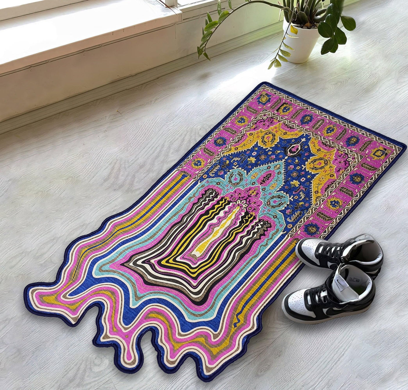Melting Rug 2x3 Oriental Design Melting Area Rug Machine Washable Traditional Carpet Nonslip Mat Scandinavian Melting Rug for Living Room Bedroom Kitchen Abstract Rug Fabric Surface