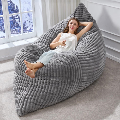 Hobestluk 3 in 1 Bean Bag Chair Giant Bean Bag Chairs Convertible Bean Bag Floor Cushion with Machine Washable Cover, Beanbag Chairs for Adult (Dark Grey)