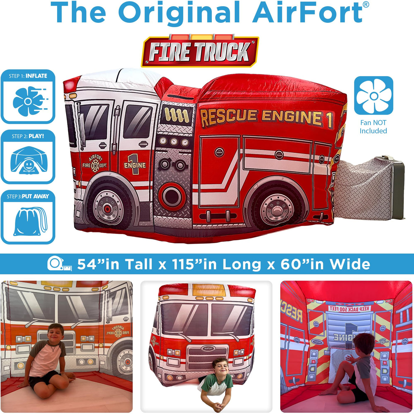The Original Patented AirFort - Build A Fort in 30 Seconds, Inflatable Fort for Kids, Play Tent for 3-14 Years, A Playhouse Where Imagination Runs Wild, Fan not Included (Starry Night)
