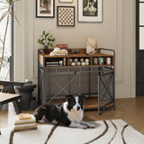 Dog Crate Furniture, 43 Inch Large Dog Kennel End Table with 3 Drawers, Heavy Duty Dog Crate for Large Dogs, Wooden Decorative XL Dog Cage Indoor 43.3" L x 27.6" W x 35.7" H (Rustic Brown)