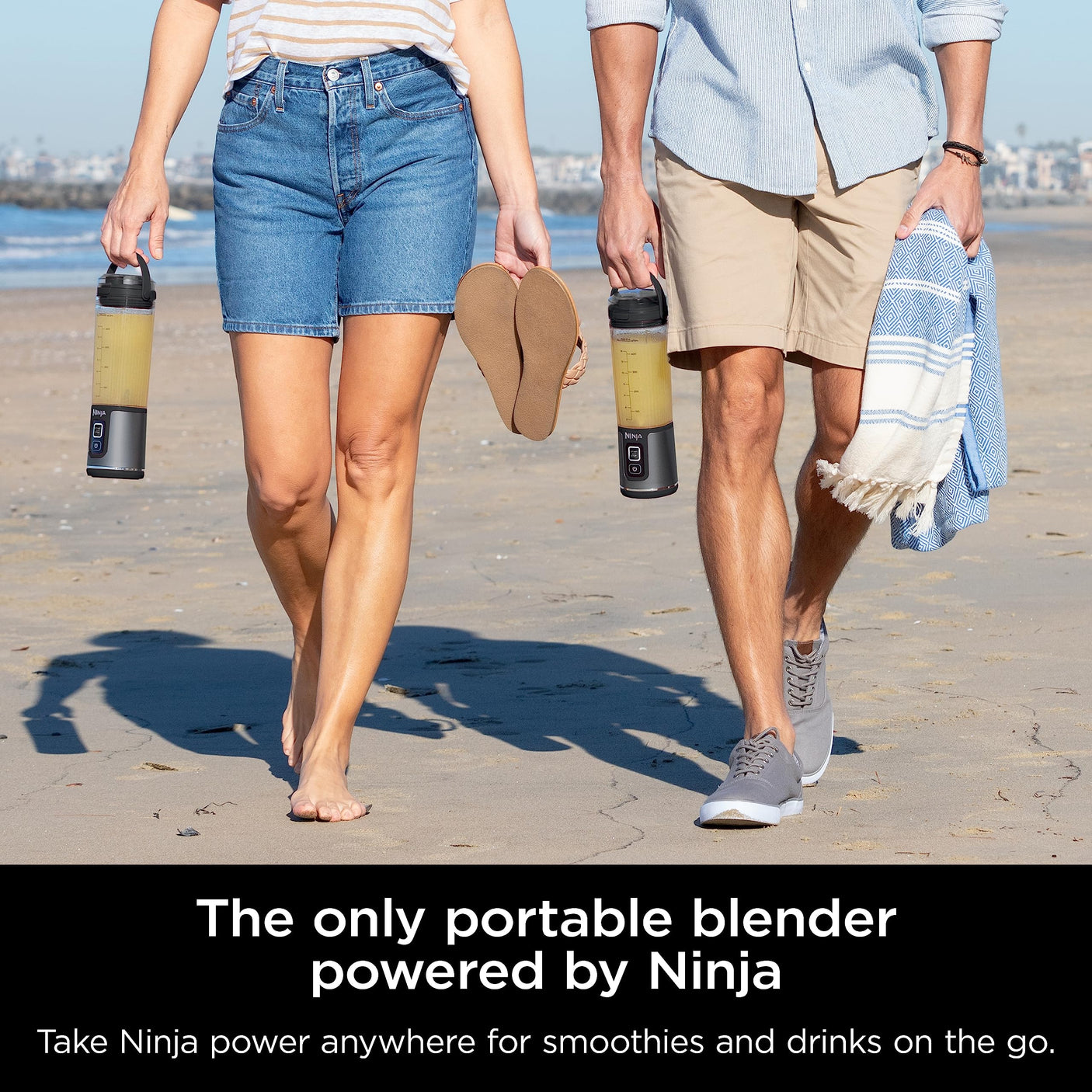 Ninja BC155PS Blast Two-Pack Portable Blender, Cordless, 18oz. Vessel, Personal Blender-for Shakes & Smoothies, BPA Free, Leakproof-Lid & Sip Spout, Rechargeable, Dishwasher Safe Parts, Peach & Stone
