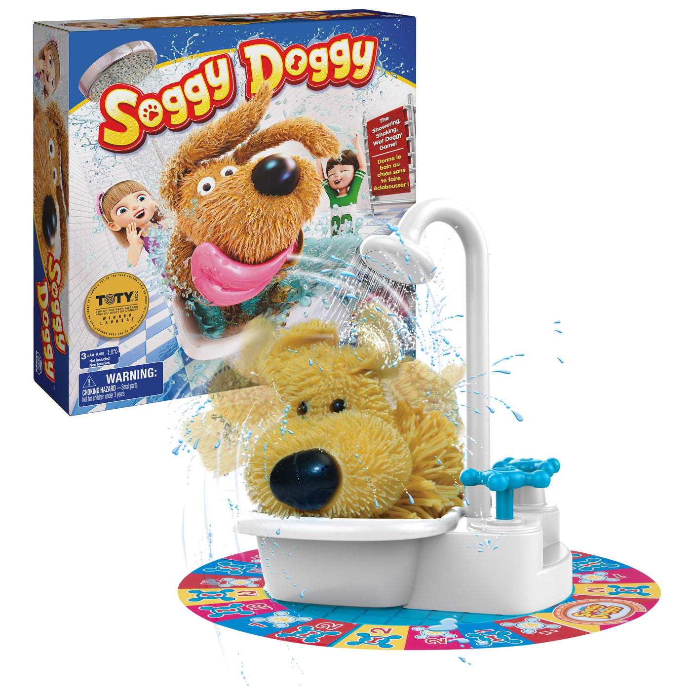Spin Master Games, Soggy Doggy, The Award-Winning Wet & Silly Kids Board Game for Family Game Night, Interactive Dog Toy, Screenless Activity for Kids & Family, 2-4 Players, for Ages 4 & Up