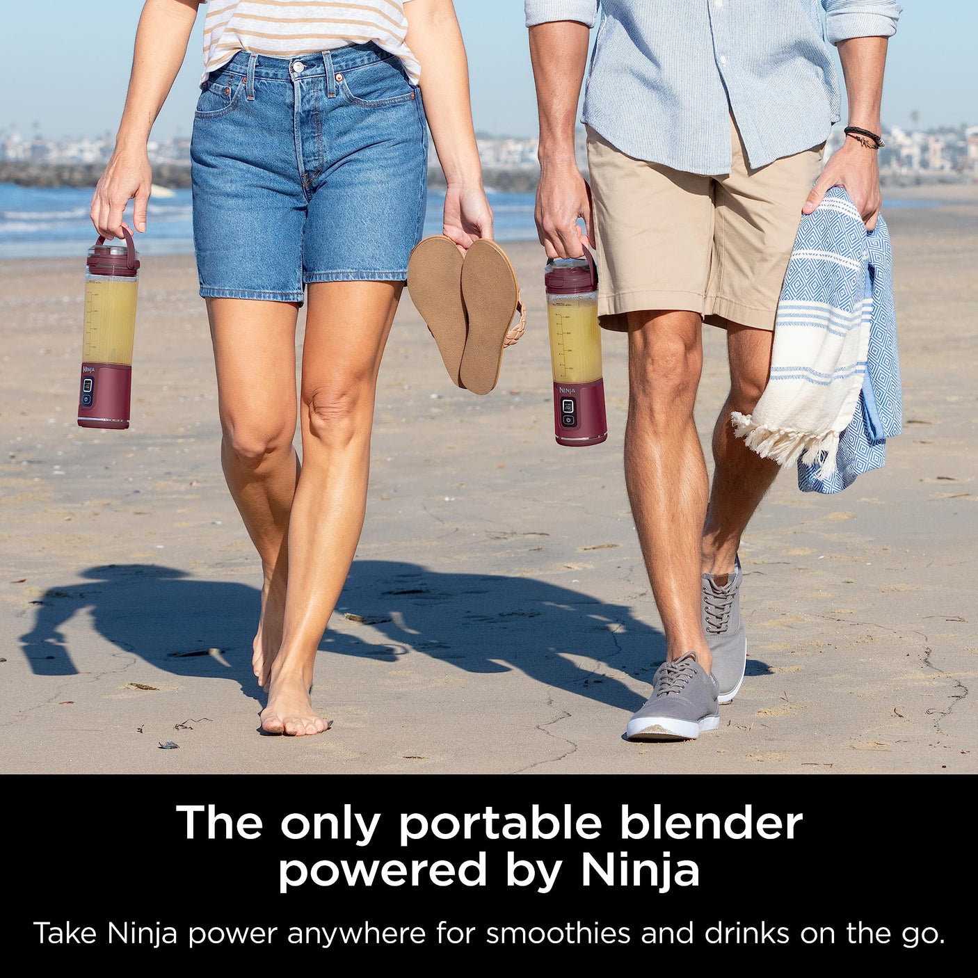 Ninja BC155PS Blast Two-Pack Portable Blender, Cordless, 18oz. Vessel, Personal Blender-for Shakes & Smoothies, BPA Free, Leakproof-Lid & Sip Spout, Rechargeable, Dishwasher Safe Parts, Peach & Stone