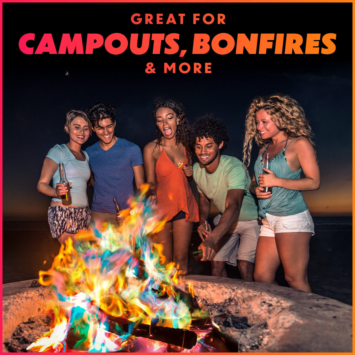 Magical Flames Fire Color Changing Packets for Fire Pit, Indoor/Outdoor Fireplace, Campfires, Bonfires - 25 Pack of Flame Color Changing Packets Camping Accessories