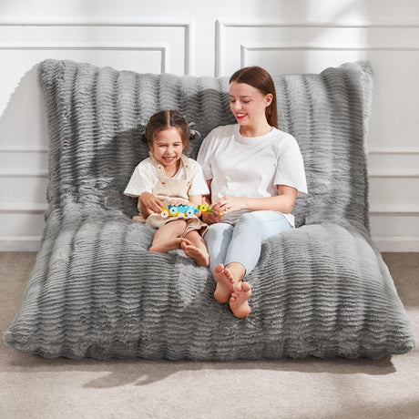 Hobestluk 3 in 1 Bean Bag Chair Giant Bean Bag Chairs Convertible Bean Bag Floor Cushion with Machine Washable Cover, Beanbag Chairs for Adult (Dark Grey)
