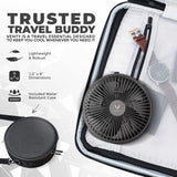 VENTY Original Portable Fan - Wireless Battery Operated Fan With 4 Speeds, LED Lighting, Carry Case & Remote Control - Premium Travel Rechargeable Fan & Power Bank With USB & USB-C Ports (Black)