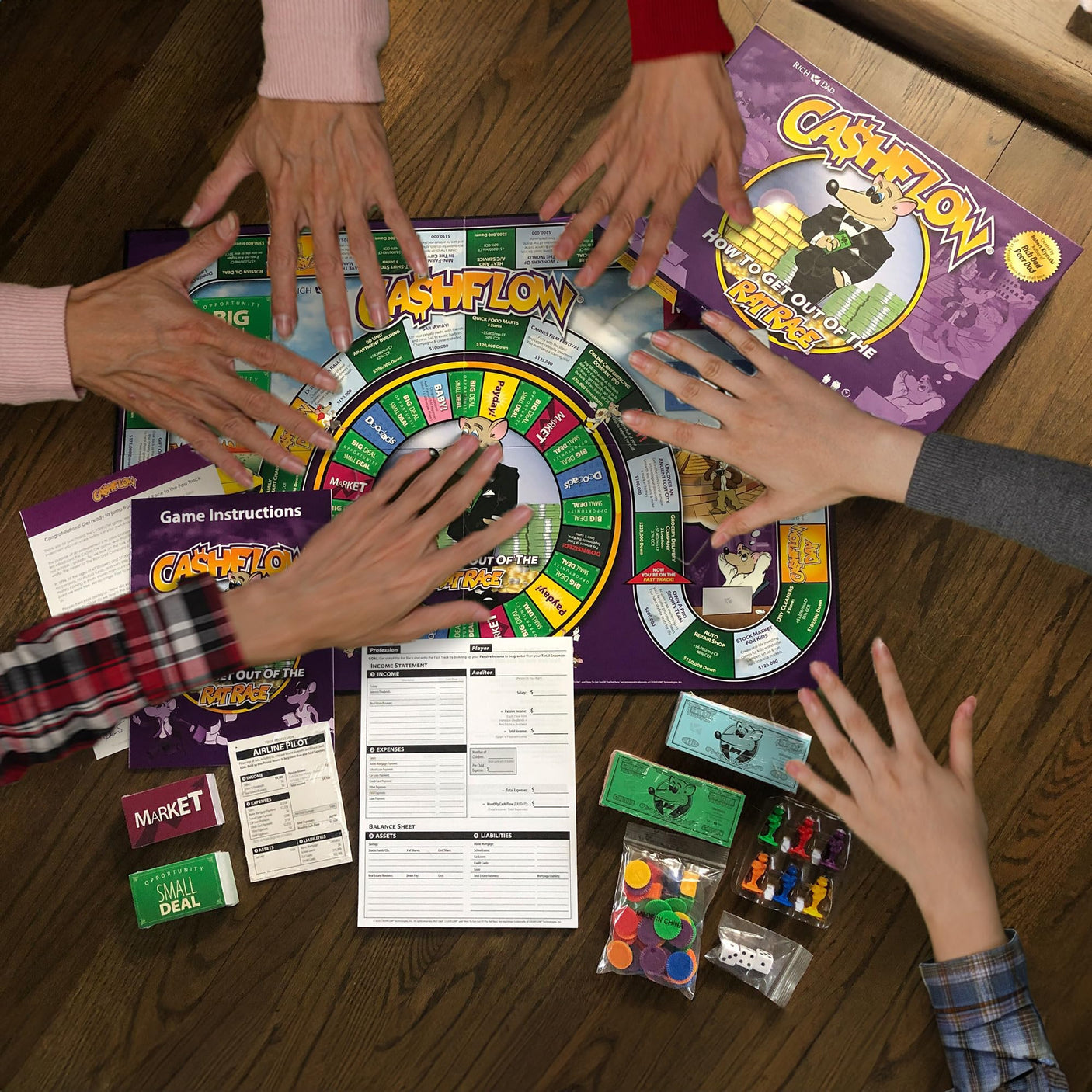 Rich Dad Cashflow Board Game for Kids, Children's Edition, Up to 6 Players, Ages 6+ - Fun and Educational Learning Games for Boys, Girls, and Family