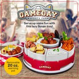 Nostalgia Taco Tuesday Heated Lazy Susan Taco Bar Serving Set for a Party with 4 Tortilla Holders, Fondue Pot for Burritos, Nachos, and Fajitas - 20 Oz. - Red