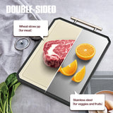 SNOWCLAD Stainless Steel Cutting Board,Double Sided Steel Cutting Boards for kitchen,Stainless Steel/Wheat straw pp Large Board for meat,non toxic Chopping,16 * 11 Inch,Dishwasher Safe