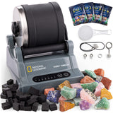 Blue Marble National Geographic Rock Tumbler Kit – Hobby Edition Includes Rough Gemstones, and 4 Polishing Grits, Great STEM Science Kit for Geology Enthusiasts, Rock Polisher for Kids and Adults