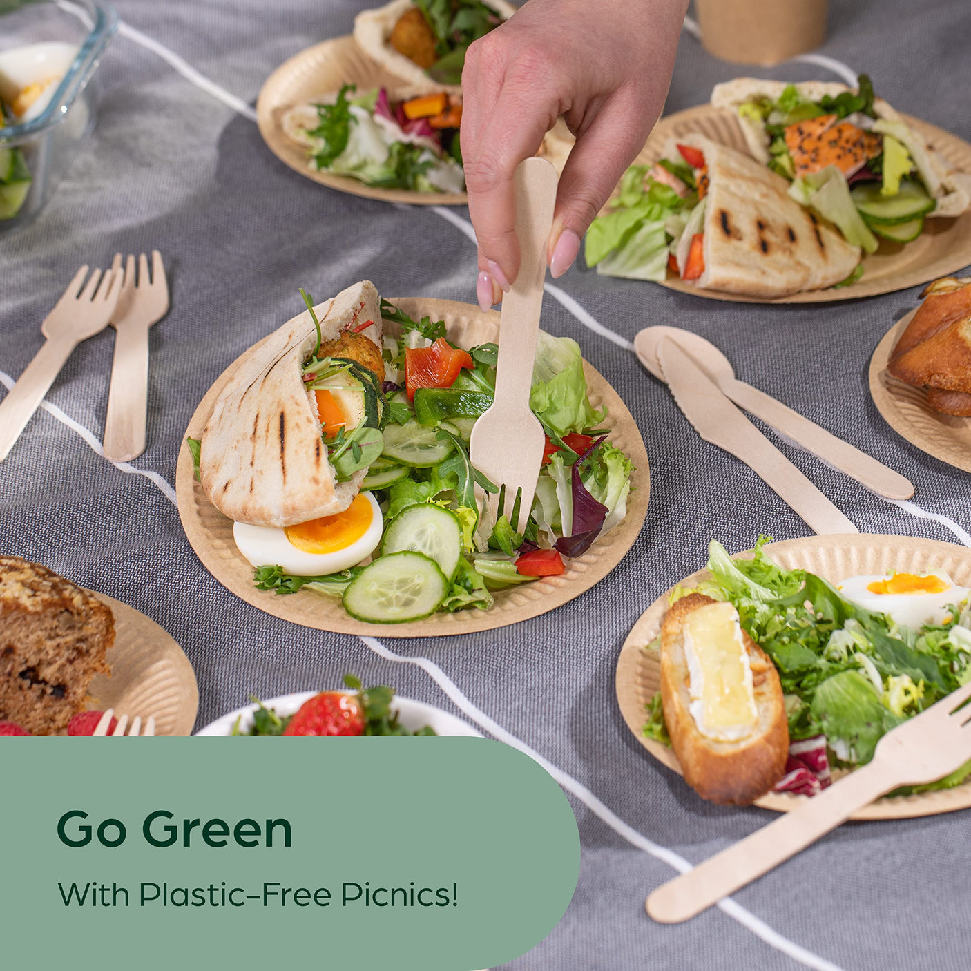 Wooden Compostable Utensils Set - 360 Pieces (120 Forks 120 Spoons 120 Knives) Sturdy Wood Disposable Cutlery - Eco-Friendly Biodegradable Utensils for Party - Free From Plastic Cutlery Set for Eating