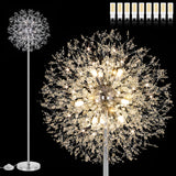 BesLowe 69'' Crystal Floor Lamp for Living Room, Modern Standing Lamp with 738PCS K9 Crystals, Tall Lamp Pole Light for Bedroom Office, Mid Century Gold Floor Lighting with 9 LED Bulbs, Antique Brass