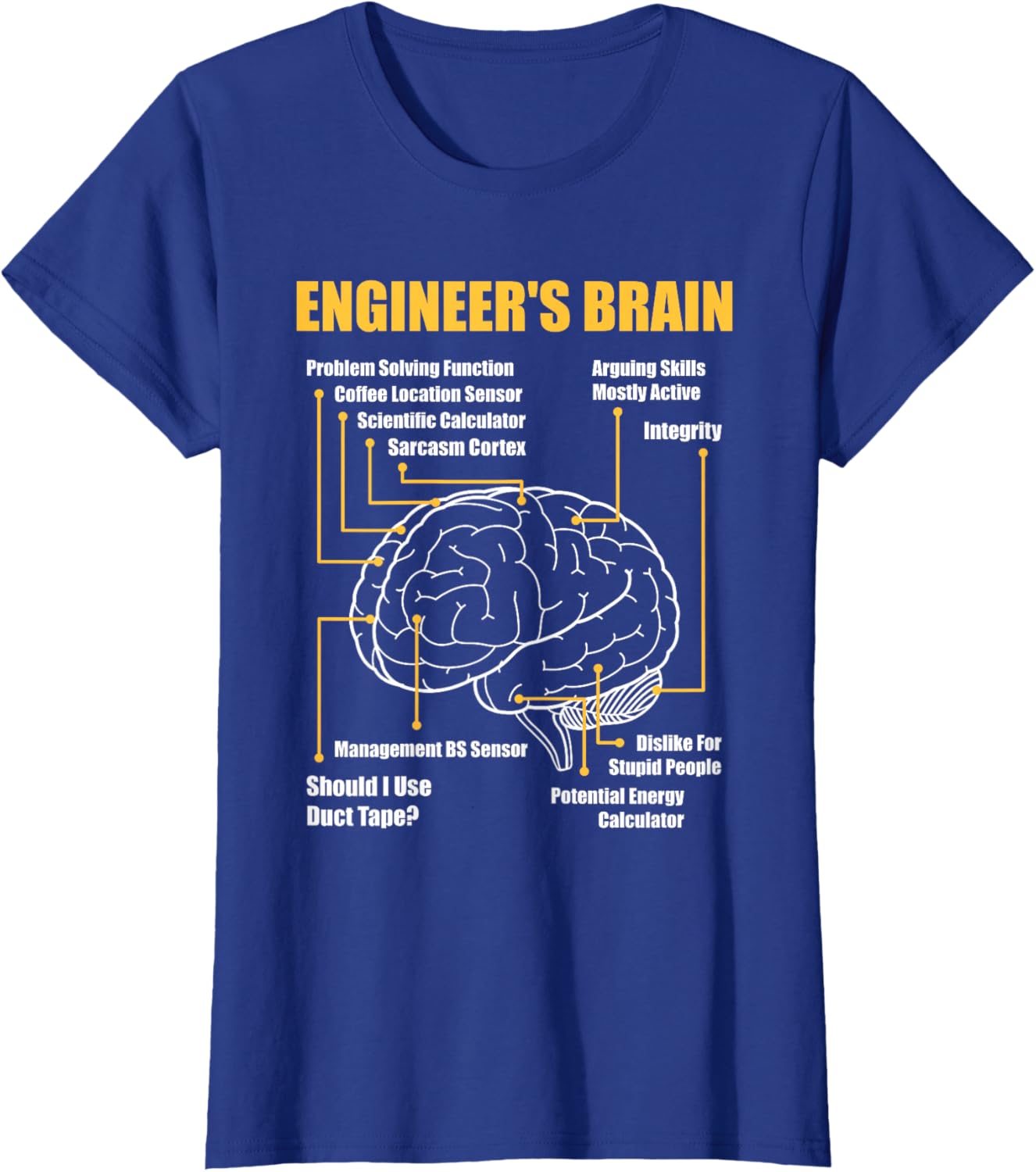 Engineer's Brain - Funny Sarcastic Engineering Gift Short Sleeve T-Shirt
