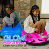 Flybar 6V Blue Glow Bumper Car for Kids – LED Ride-On Toy with 360° Spin, Rechargeable Battery, and Soft Rubber Bumpers – Safe Indoor Fun for Toddlers Ages 1.5+, Up to 66 lbs
