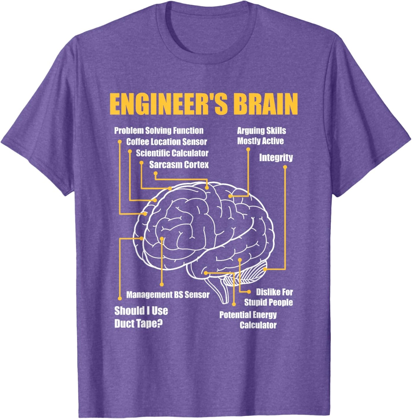 Engineer's Brain - Funny Sarcastic Engineering Gift Short Sleeve T-Shirt