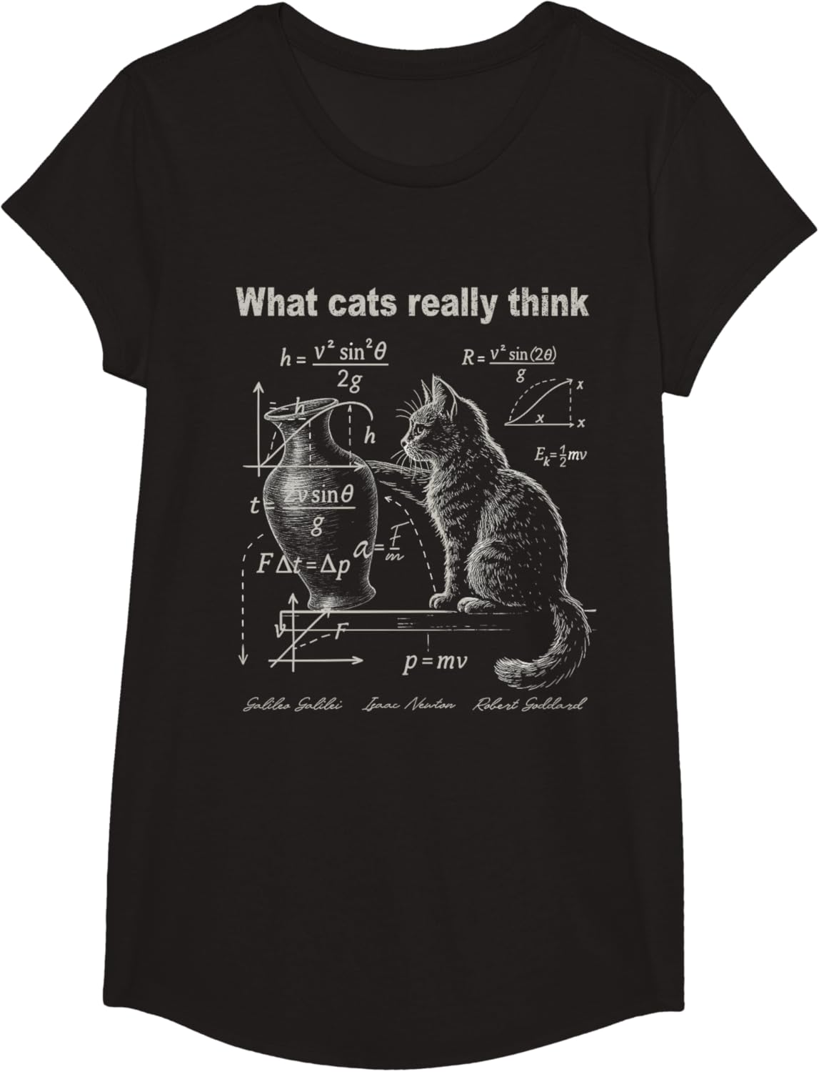 Funny Cat Physics Humor Design What Cats Really Think T-Shirt