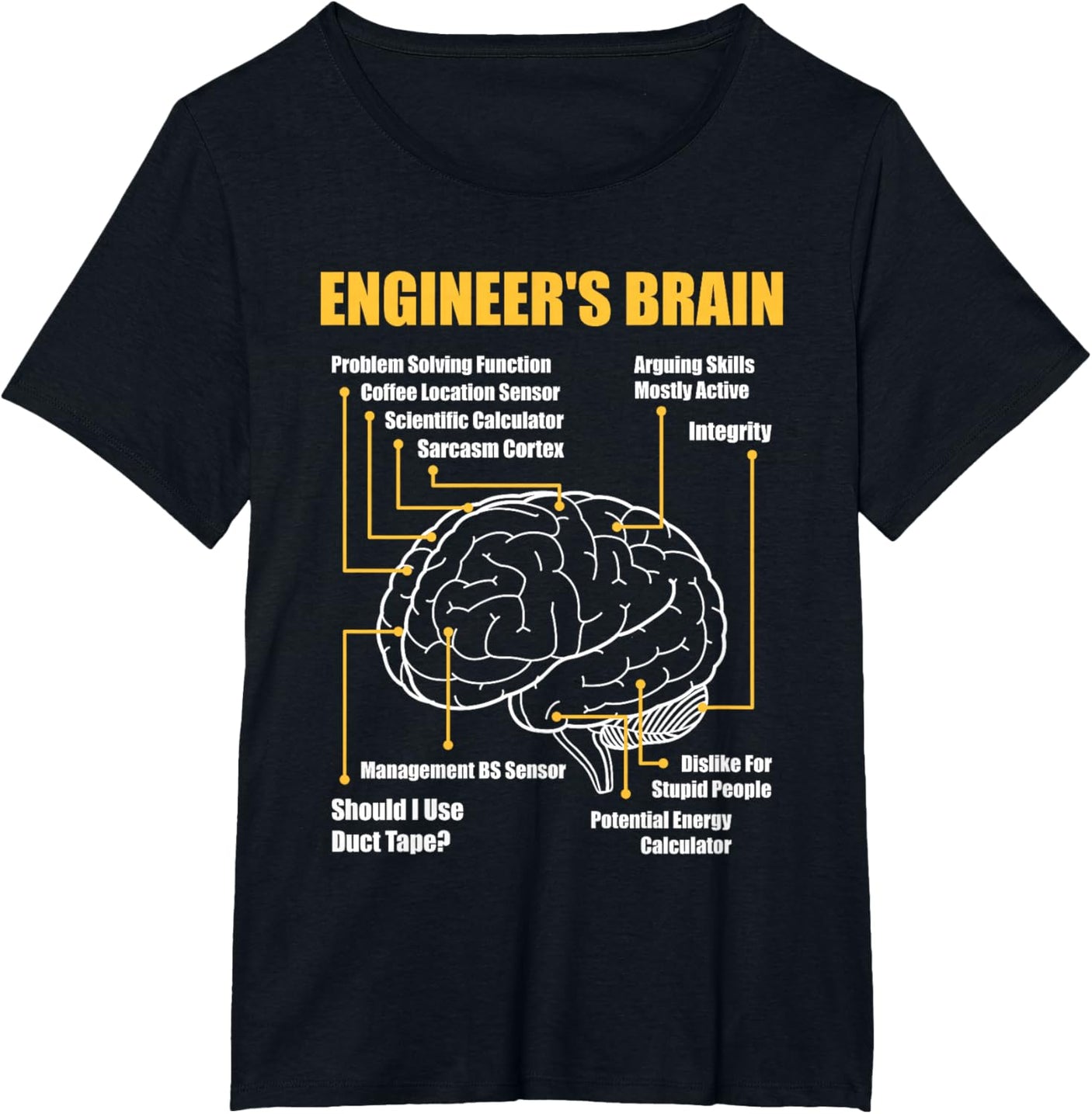 Engineer's Brain - Funny Sarcastic Engineering Gift Short Sleeve T-Shirt