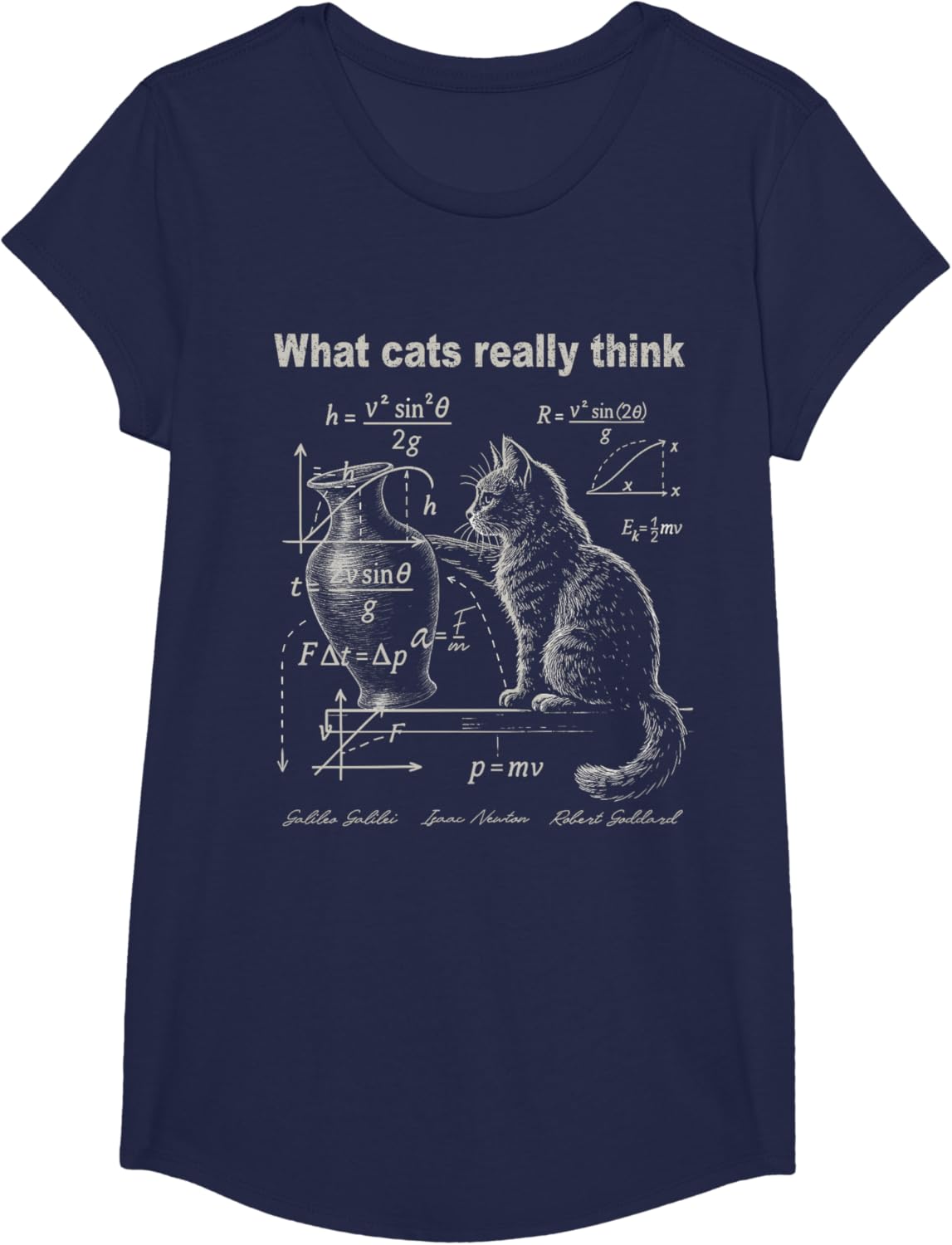 Funny Cat Physics Humor Design What Cats Really Think T-Shirt