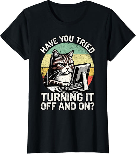 Tech Support Humor I Cat Tech Engineer I Computer IT Guy T-Shirt