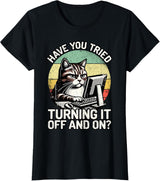 Tech Support Humor I Cat Tech Engineer I Computer IT Guy T-Shirt