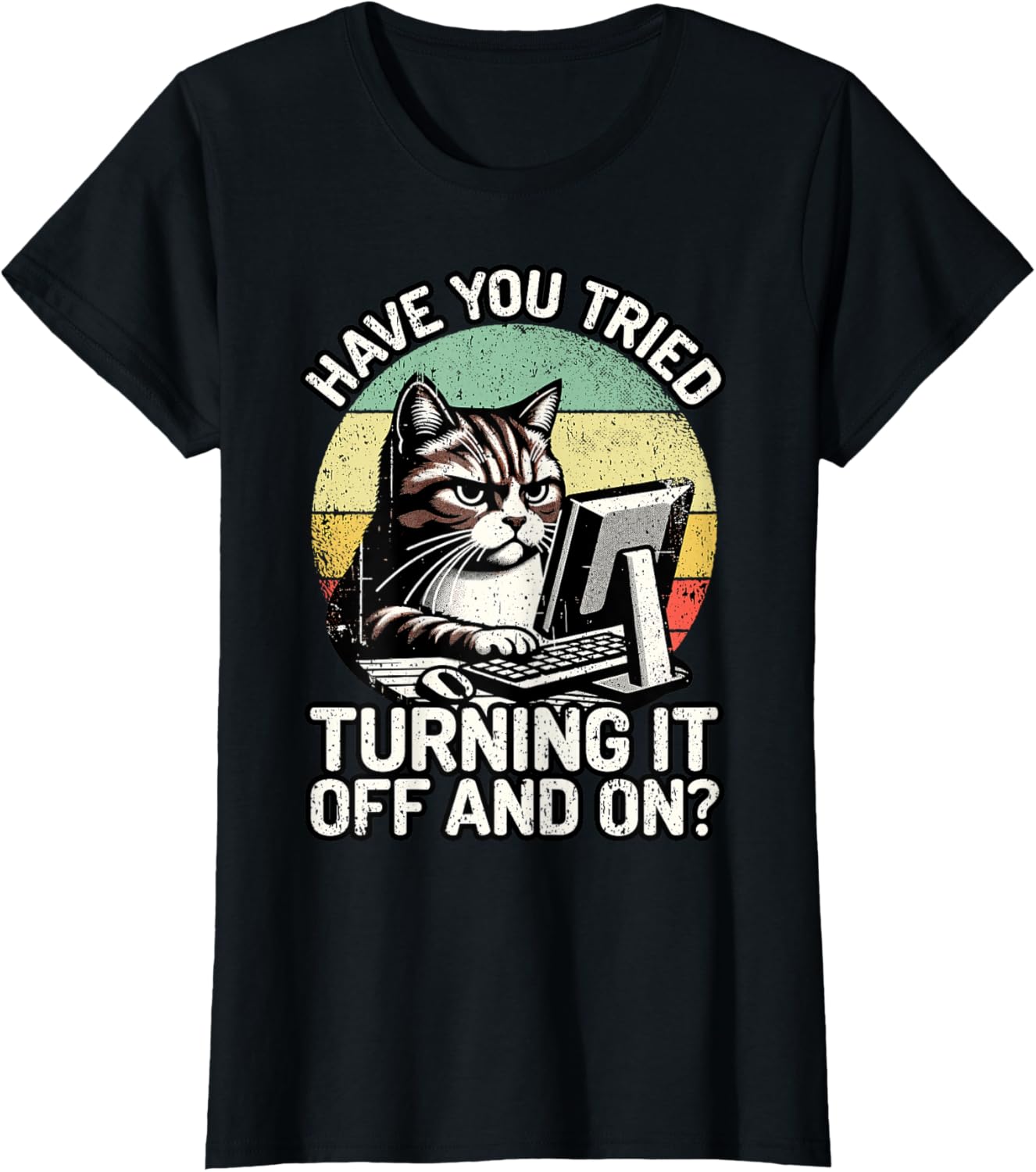 Tech Support Humor I Cat Tech Engineer I Computer IT Guy T-Shirt