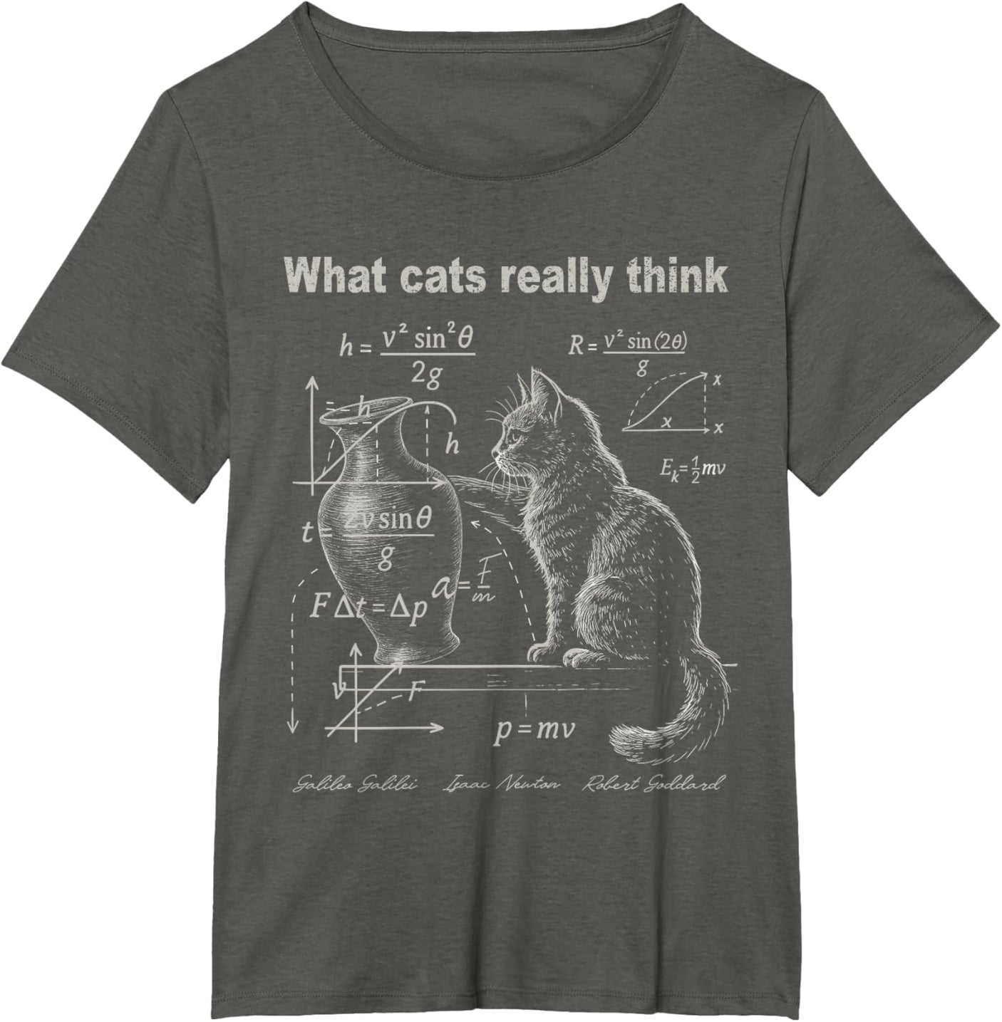 Funny Cat Physics Humor Design What Cats Really Think T-Shirt