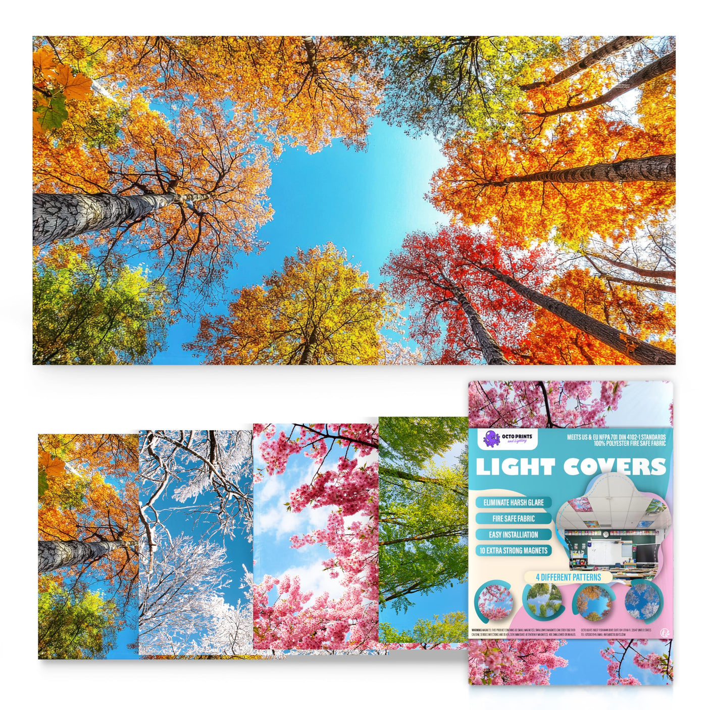 Magnetic Fluorescent Light Covers for Ceiling Lights - Astronomy Cover for Fluorescent & LED Fixture - Must Haves for Teacher Supplies - Classroom, Home, Office Decor - Shield Overhead Lighting
