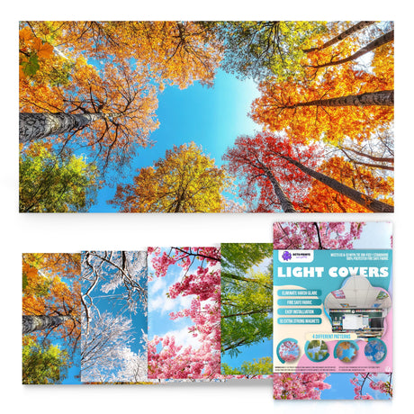 Magnetic Fluorescent Light Covers for Ceiling Lights - Astronomy Cover for Fluorescent & LED Fixture - Must Haves for Teacher Supplies - Classroom, Home, Office Decor - Shield Overhead Lighting