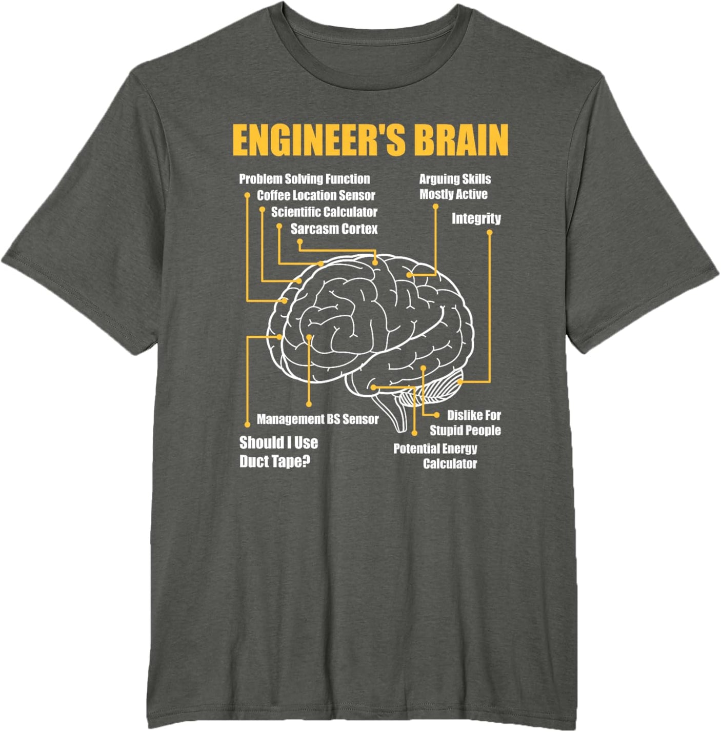 Engineer's Brain - Funny Sarcastic Engineering Gift Short Sleeve T-Shirt
