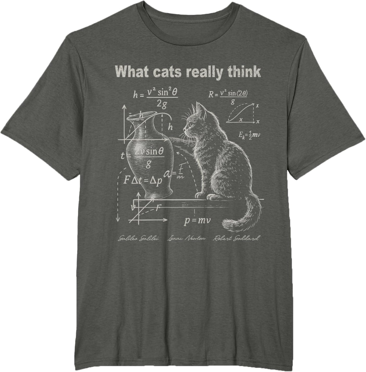 Funny Cat Physics Humor Design What Cats Really Think T-Shirt