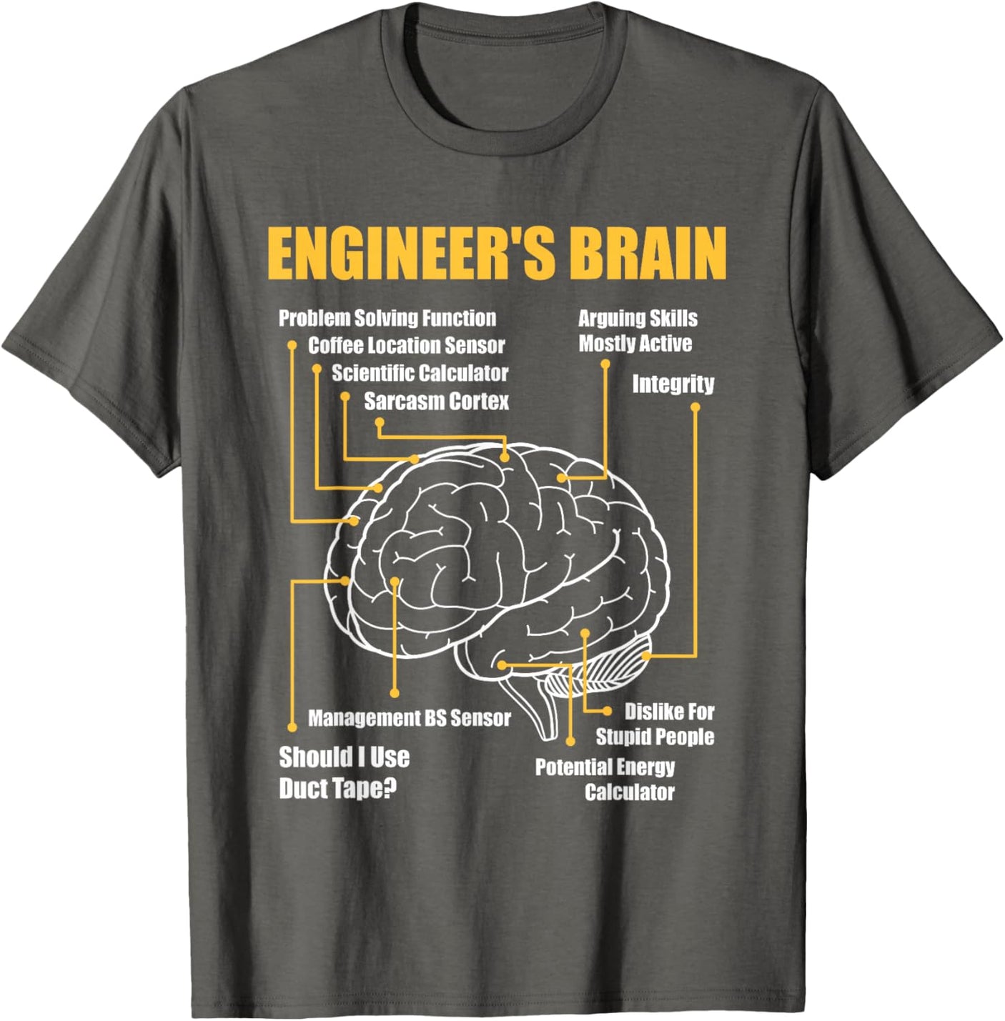Engineer's Brain - Funny Sarcastic Engineering Gift Short Sleeve T-Shirt