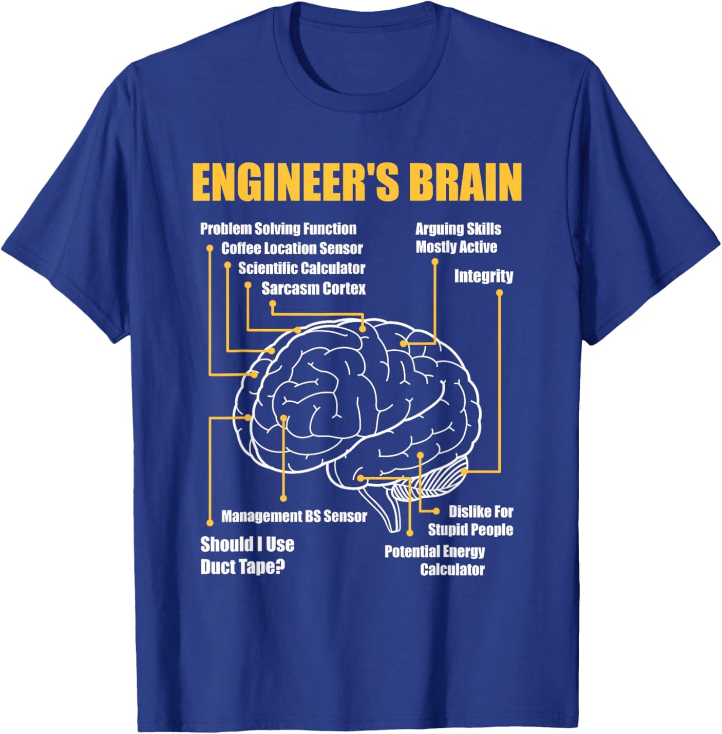 Engineer's Brain - Funny Sarcastic Engineering Gift Short Sleeve T-Shirt
